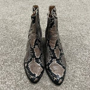 Snake print booties